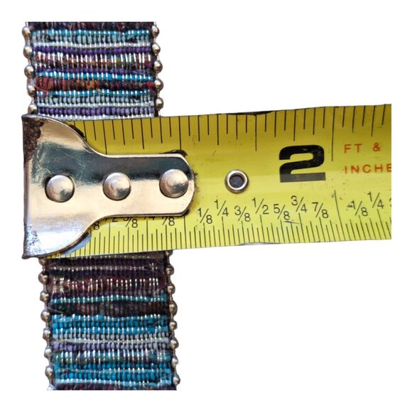 ELITE Metallic Belt Fabric Beaded Edge Purple Turquoise Silver sz S 28-30" waist - Picture 10 of 10